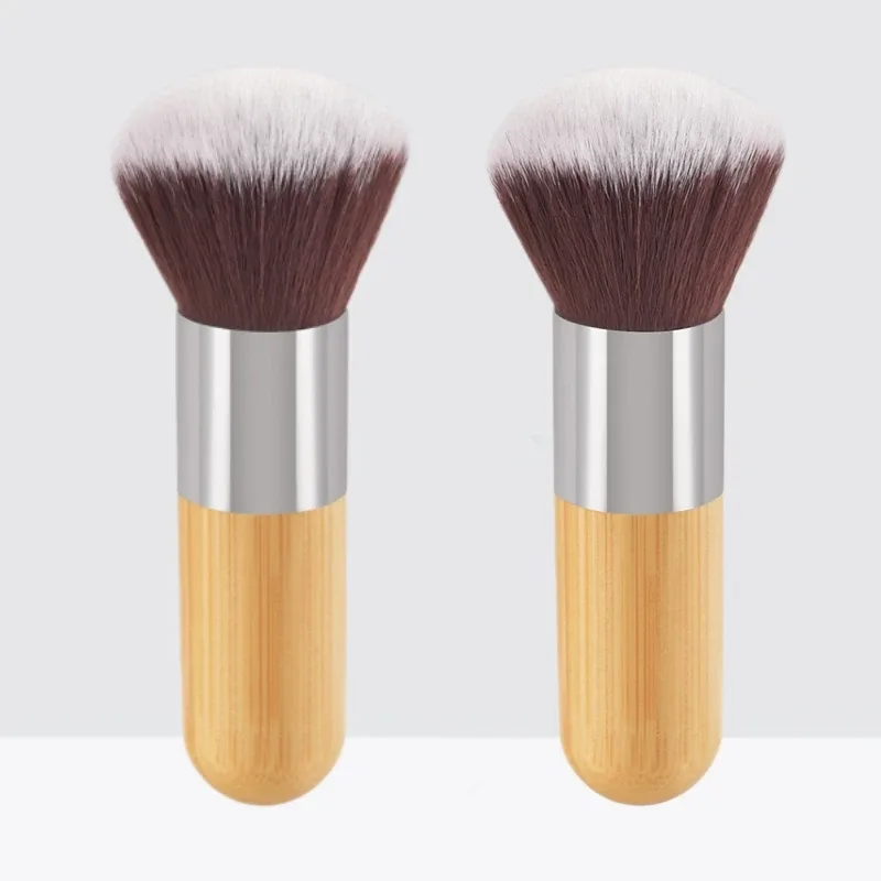 Kuas Foundation Gagang Bambu Kuas Rias Bedak Longgar Krim Foundation Cair Kontur Perona Pipi Alat Kecantikan Wajah Profesional