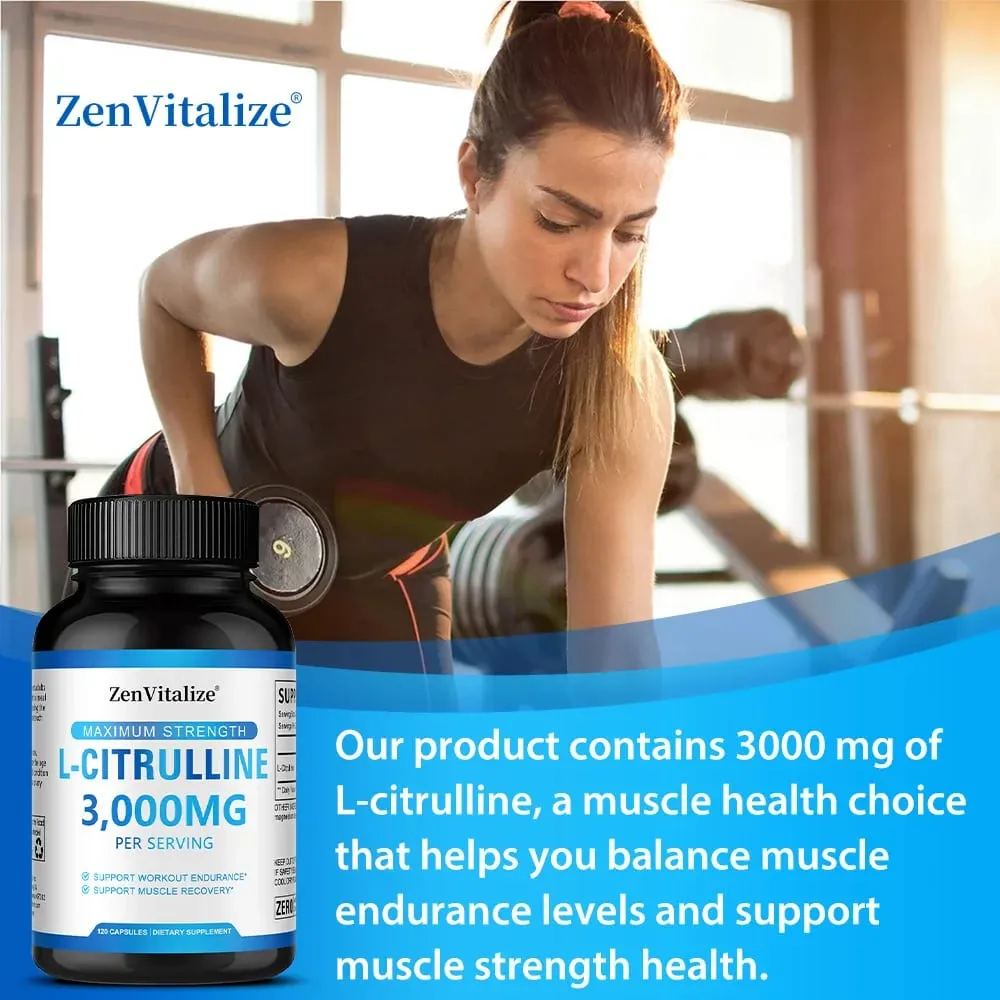 L Citrulline 3000mg Supplement Capsules for Men & Women - Muscle Recovery & Workout Endurance - Vegan Non-GMO — image 4