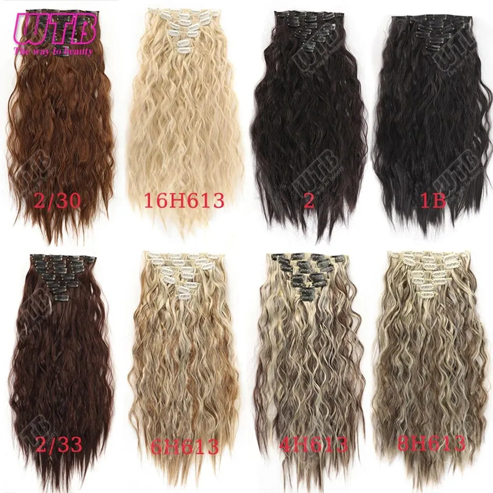 Synthetic 16 Clips in Hair Extensions Long Wavy Hairstyle Blonde Black Hairpieces Heat Resistant False Hair Daily Use — image 4