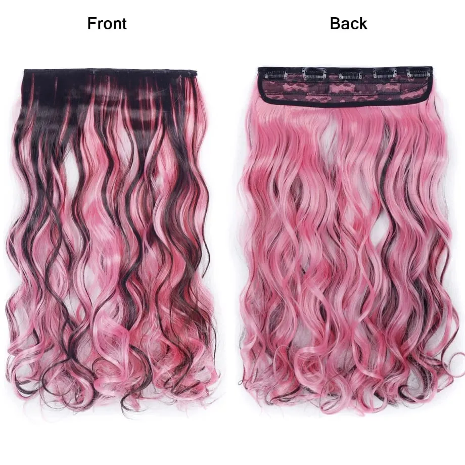 Water Wavy Clip in Hair Extension Synthetic Hair Highlight Silky Soft Natural Look with Invisible Lace Weft Hairpieces for Women — image 4