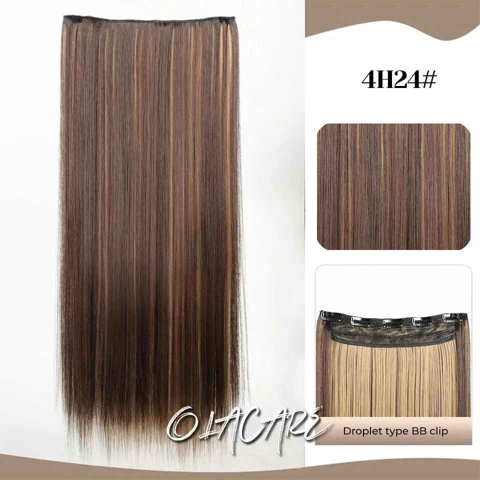 Synthetic Wig 5 Clip One Piece Invisible Hair Extensions Long Straight 24Inch Heat Resistant Hairpiece for Women — image 12