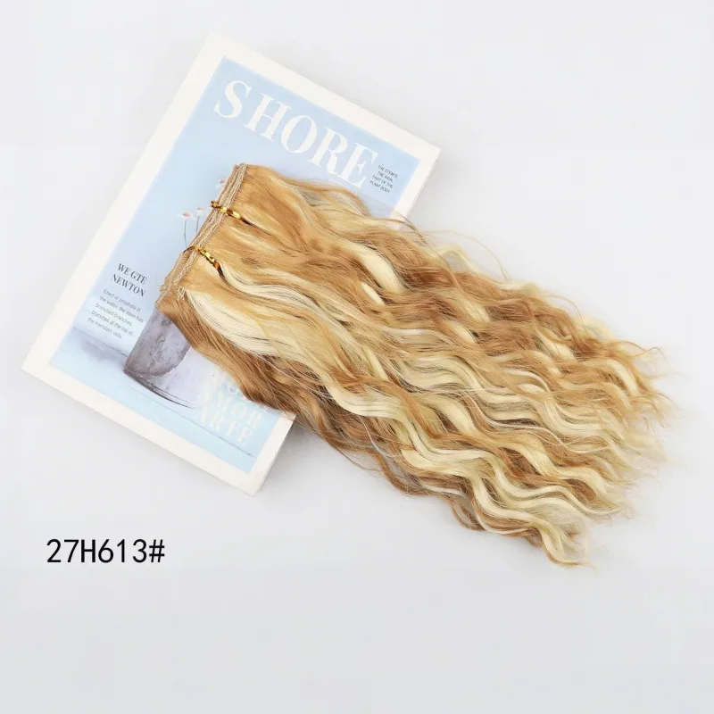 Clip in Hair Extensions 4PCS 14inch Short Curly Wavy Hair Extensions Invisible Lace Weft Soft Synthetic Hairpieces for Women