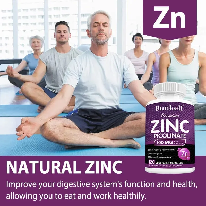 Premium Zinc Picolinate 100mg High Absorption Immune Support Respiratory Health Energy Production & Sleep Supplement — image 3
