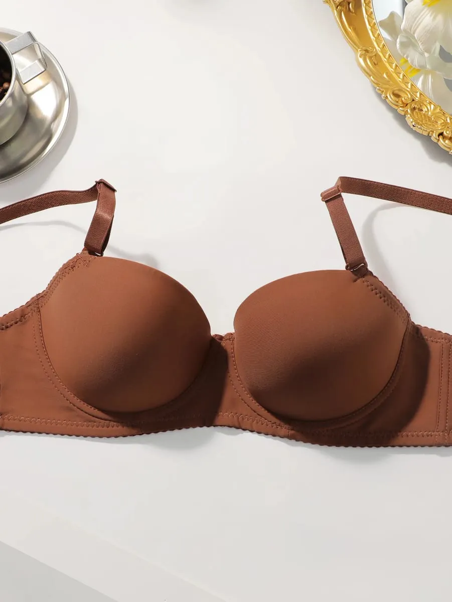 2 Set Solid Underwire Lingerie Set Women Push Up Bra Women Underwear Sets Comfortable Daily Lingerie J2611 — image 5