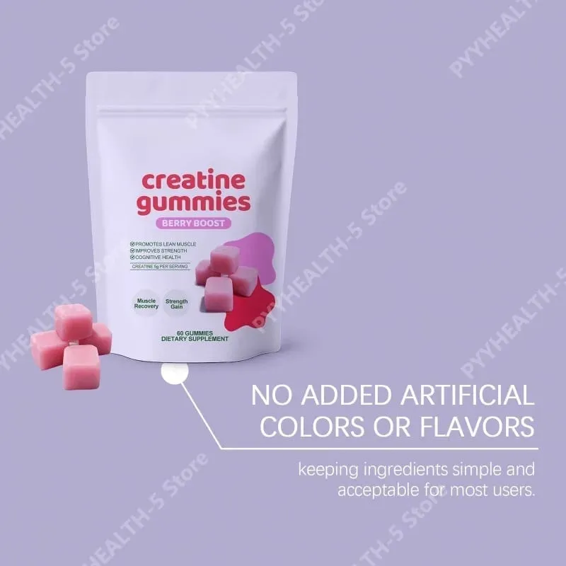 Creatine Gummies Chewable Gummy Supplement for Daily Support Serving 3 Gummies Total 60 Gummies