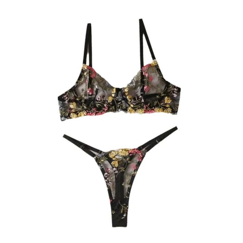 Sheer Intimates Transparent Lingerie Set Ultra-thin Elegant Panties Bra Set Push Up Bra Suit Lady
