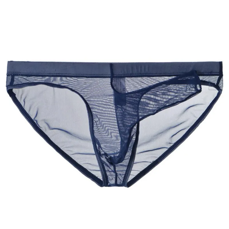 Men\'s Lightweight Mesh Briefs Transparent Elephant Nose Design Ultra Thin Breathable Quick Dry Low Waist Underpants