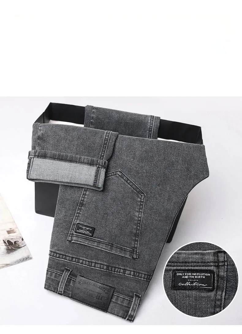 Men's New Stretch Straight Jeans Business Versatile Trendy Youth Casual Regular Long Pants for Spring Autumn Male Denim Trousers — image 9