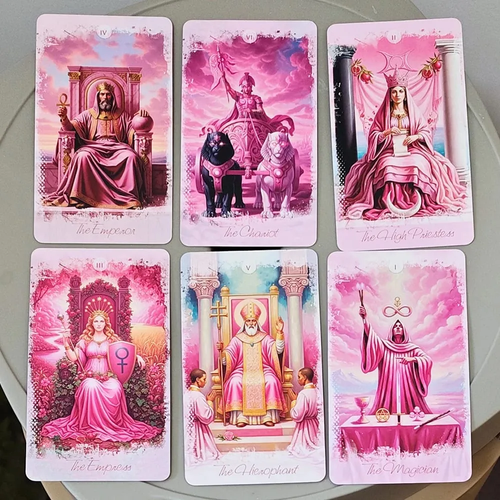 สีชมพูแฟนตาซีโรแมนติก Tarot Deck ดีบุกกล่อง 11*6.2 ซม.78-การ์ดเต็มรูปแบบพร้อมคำแนะนำหนังสือ Spiritual Divination Oracle