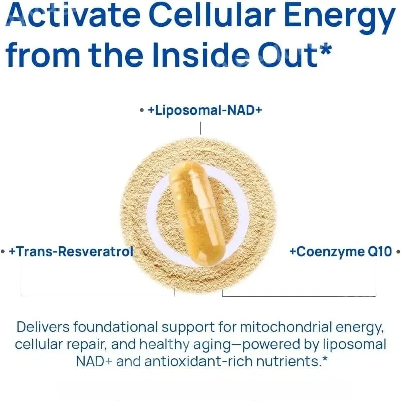 NAD+ Men’s Complex with L-Arginine CoQ10 & Resveratrol – Daily Energy Antioxidant & Wellness Support Vegan Non-GMO 60 Capsules