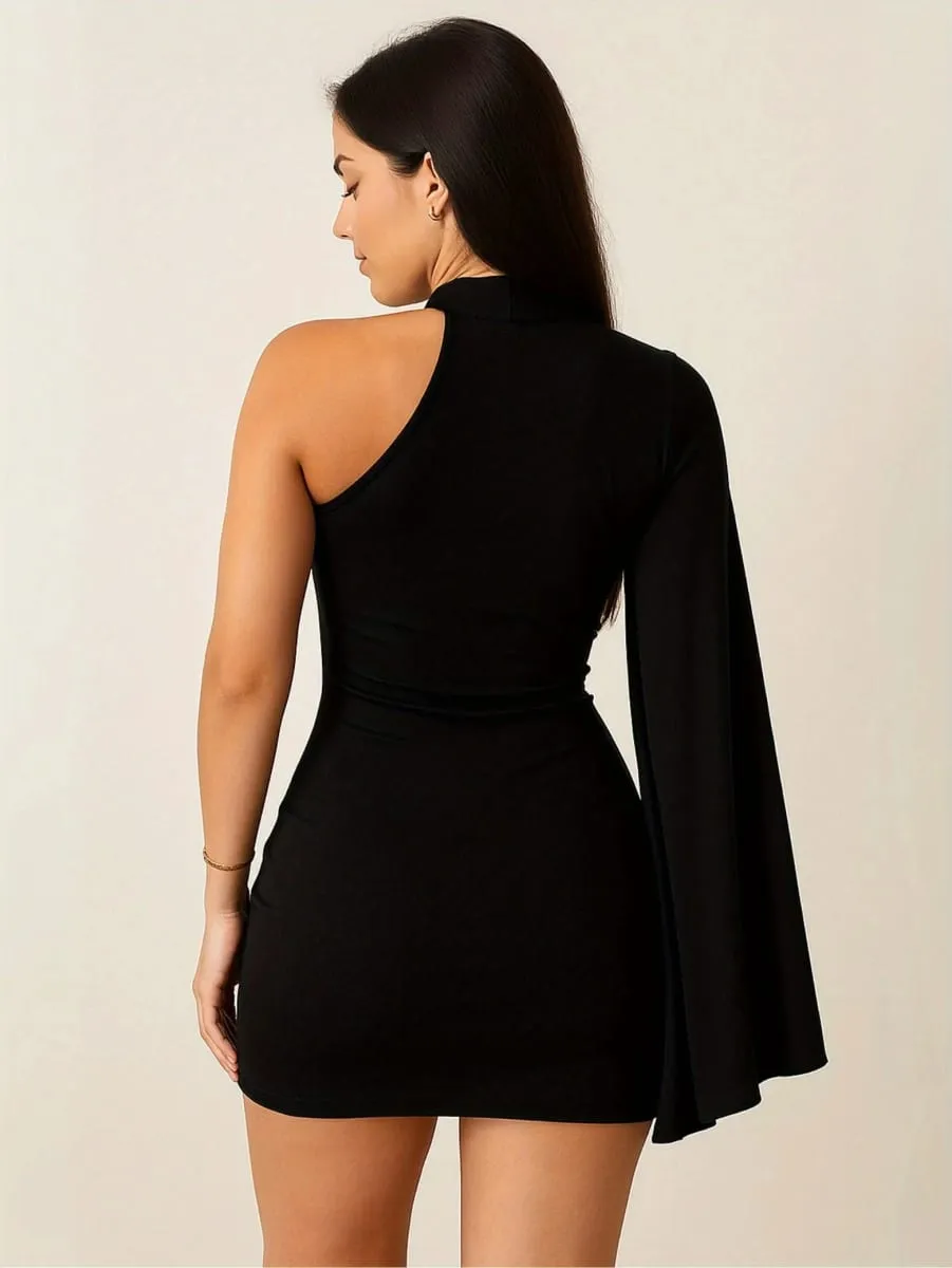 Ladies Sexy Neckline High-End Party Dress Asymmetrical Split Sleeve Ball Gown Suitable for Parties Play And Holiday — image 2
