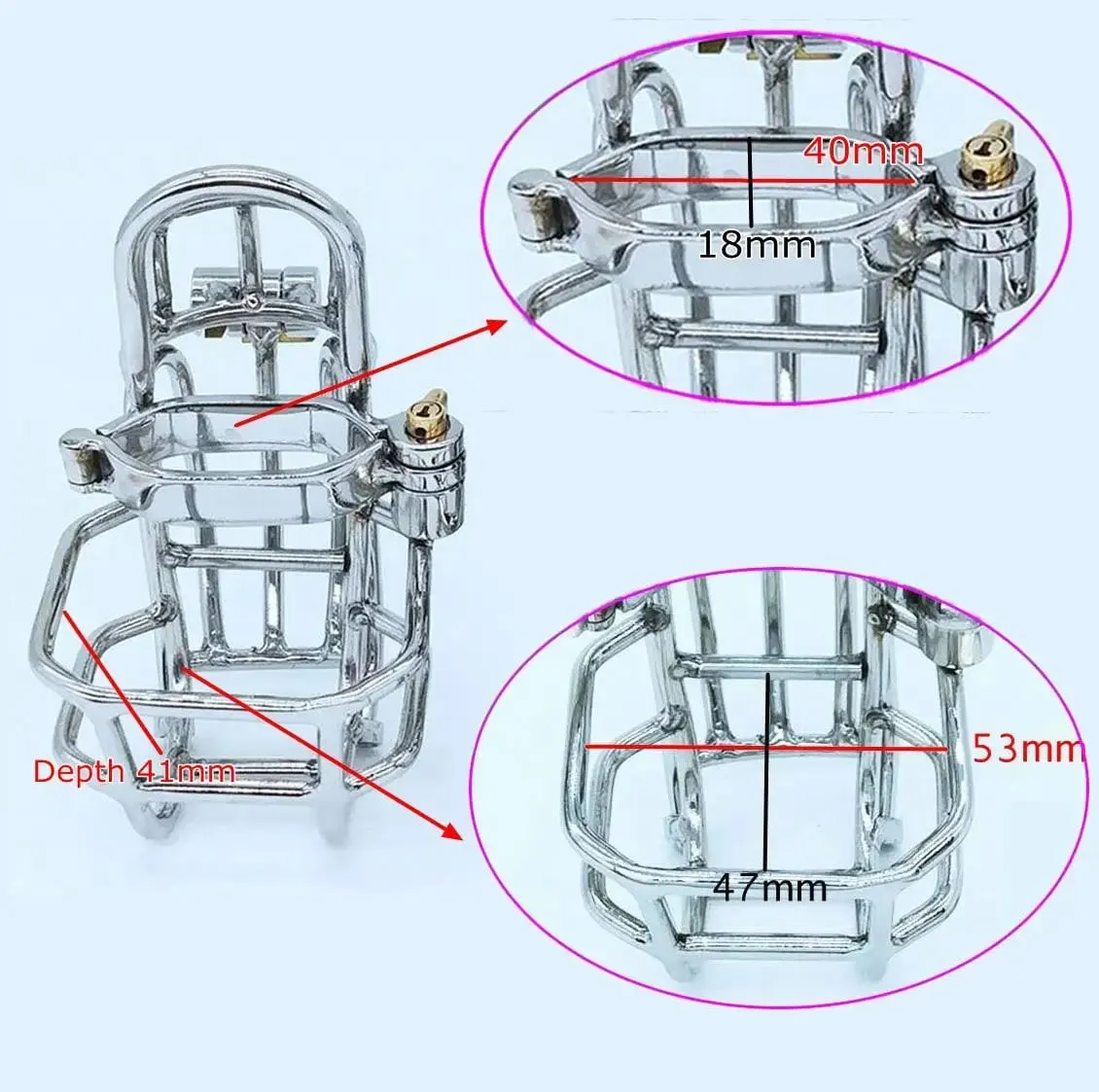 2026 NEW Newest Design Male Chastity Device Stainless Steel PA Puncture Cock Cage Bdsm Sex Toys For Men Penis Lock Cock Ring Toy — image 3
