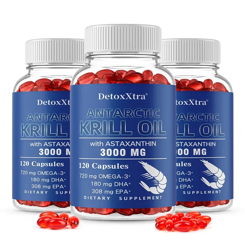 Antarctic Krill Oil 3000mg Capsules Omega-3 EPA DHA Astaxanthin & Phospholipids Antioxidant Heart Brain Joint & Eye Support