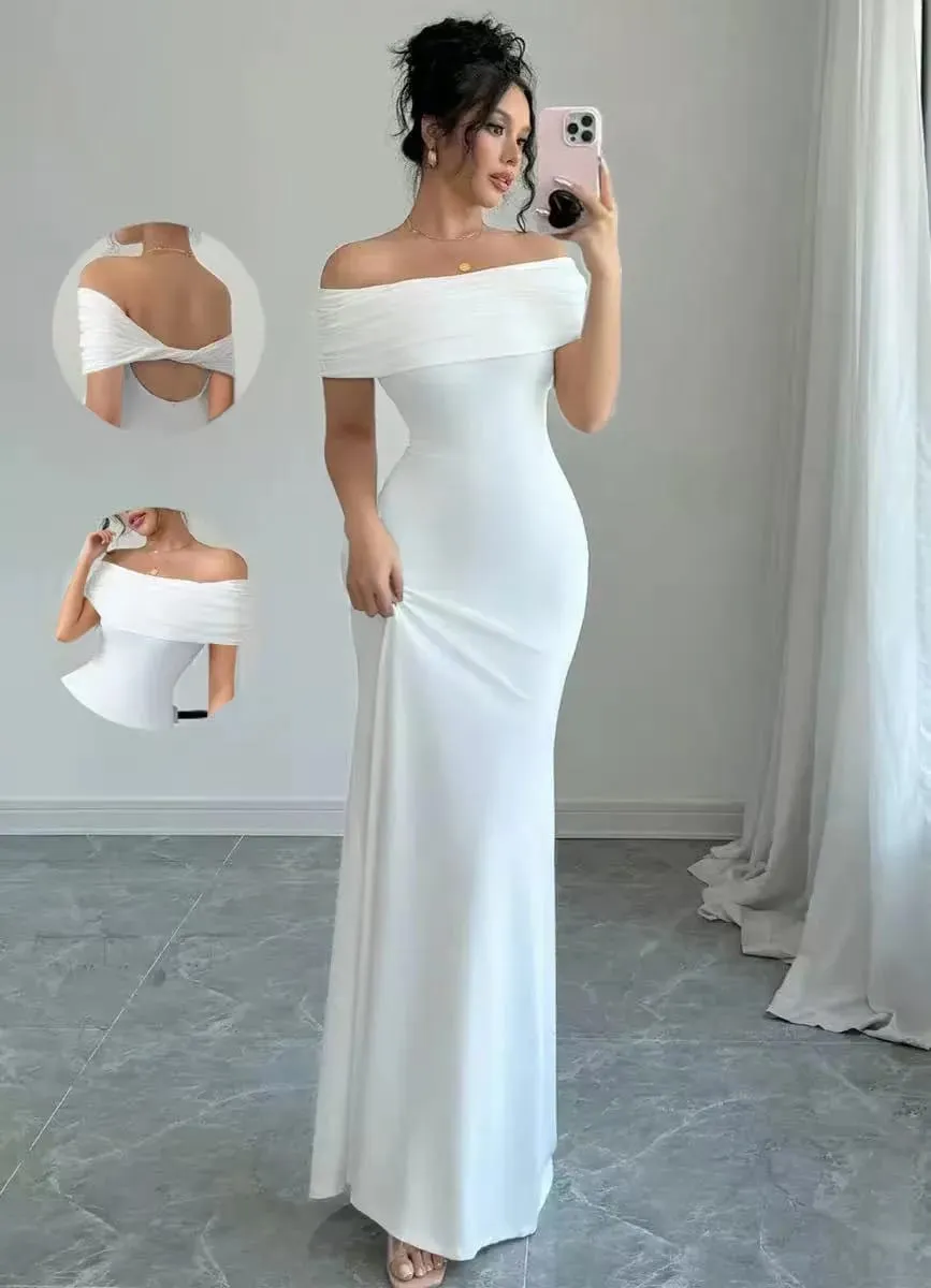 Off Shoulder Party Dress Women‘s Sleeveless Sexy Bodycon Midi Dress Elegant Bandage Cocktail Dress for Night Out — image 5