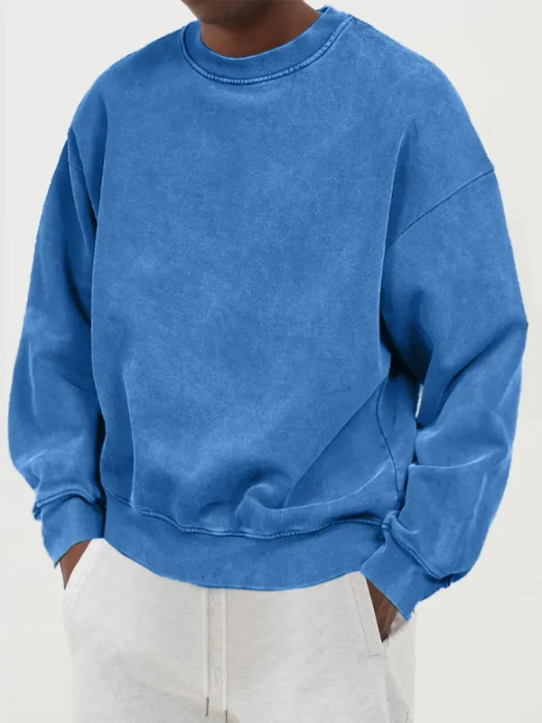 Vintage Solid Sweatshirts Male Washed Cotton Sportswear Warm Autumn Pullovers Casual Comfy Hoodie Fashion Oversized Streetwers — image 9