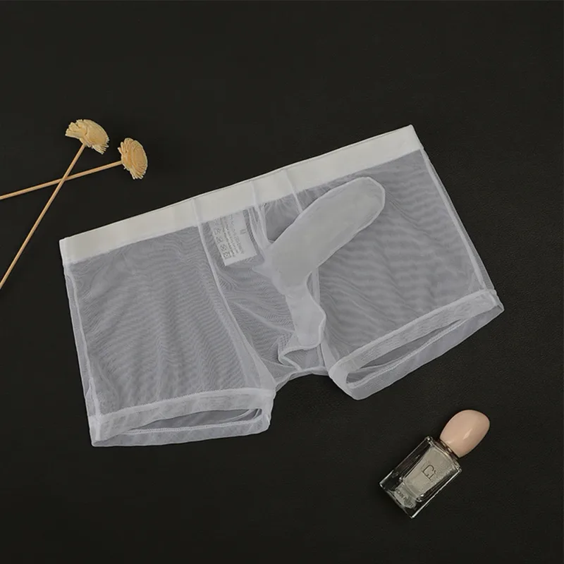 Seksi Erkek Örgü Şeffaf Hafif Iç Çamaşırı Nefes Alabilen Boxer Külot Külot Kurşun Ayırma Erkek Boxer Külot