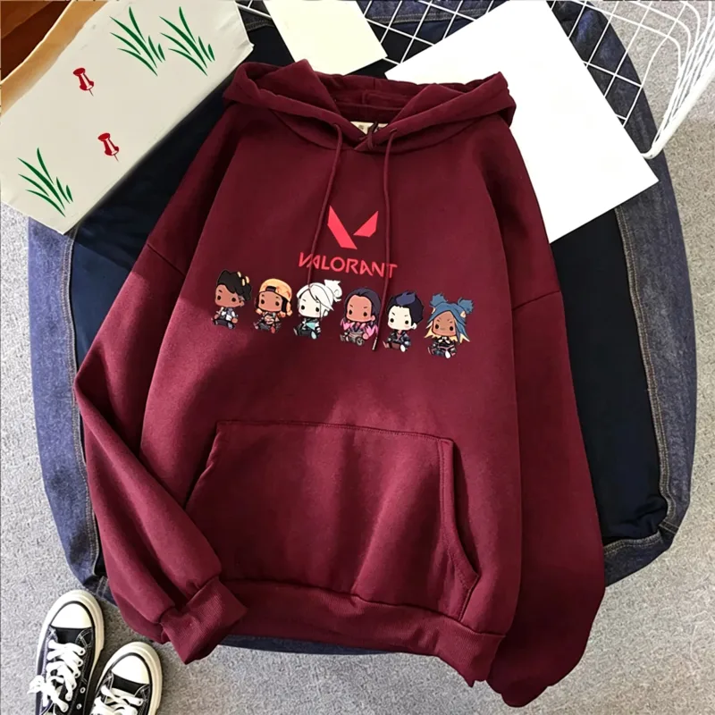 Valorant Anime 2D Print Ανδρικό βαμβακερό φούτερ με κουκούλα casual oversized πουλόβερ Δημοφιλές streetwear fashion φούτερ Trend Ανδρικά ρούχα — image 5