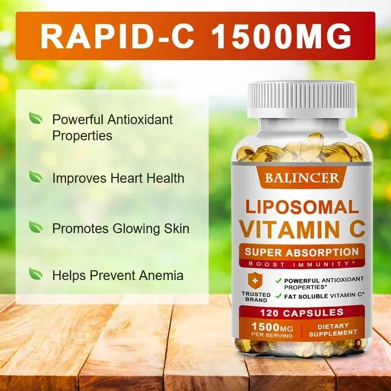 Liposomal C-vitamin 1500mg højabsorption C-vitamin immunsystem og kollagen Højpotens fedtopløselig ascorbinsyretilskud — image 2