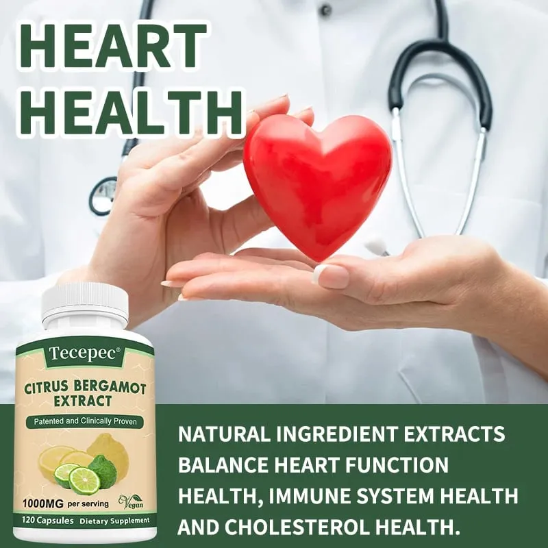 Citrus Bergamot 1000mg Capsules Antioxidant Supplement Support Immune Heart Cholesterol Cardiovascular & Blood Sugar Health