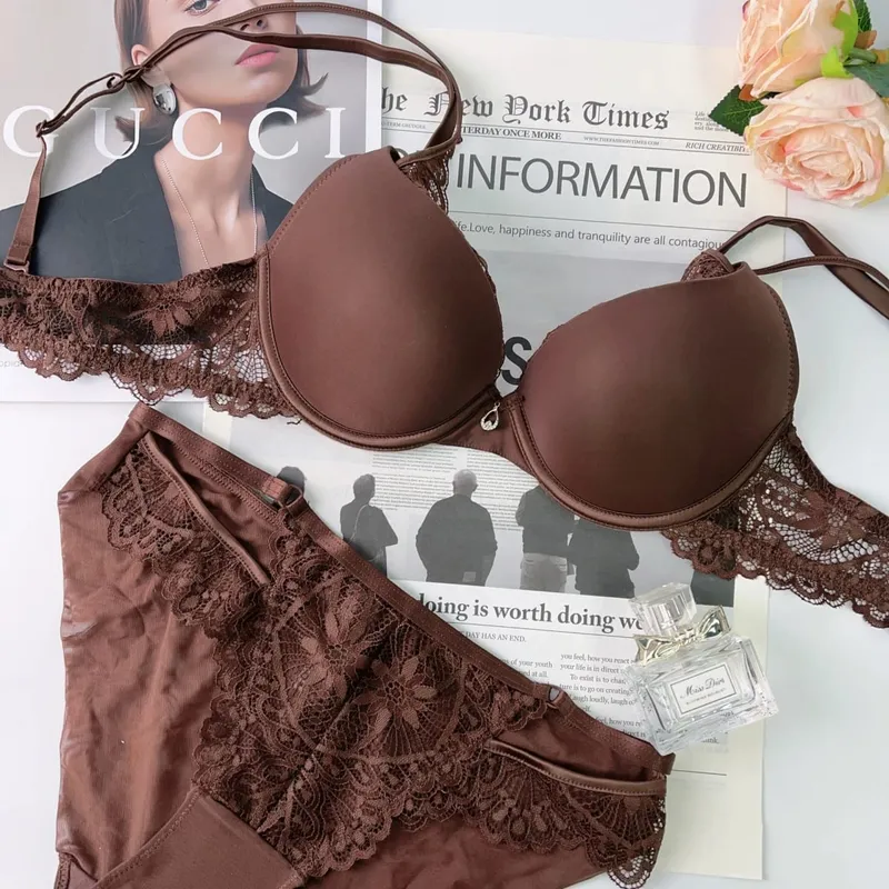 Women Sexy Push Up Bra Set Padded Lingerie Daily Casual Lace Bra Snd Panty Set Underwear Ladies Brief Set — image 6
