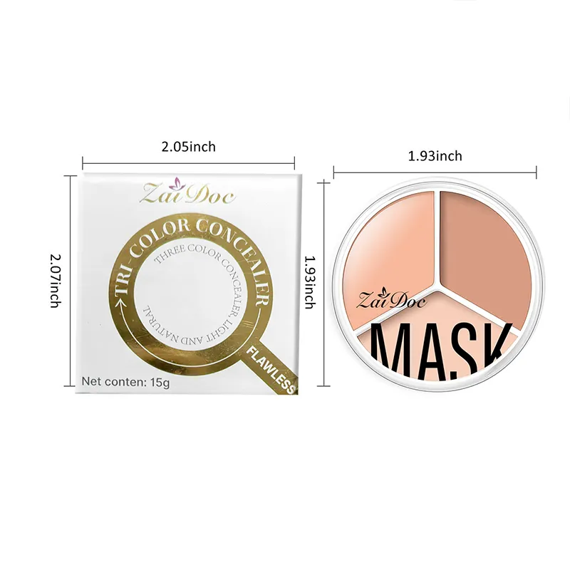 ZaiDoc 3 Colors Concealer Palette Full Coverage Long Lasting Cream Corrector for Acne Dark Circles Eye Bags Natural Makeup 15g Each — image 2
