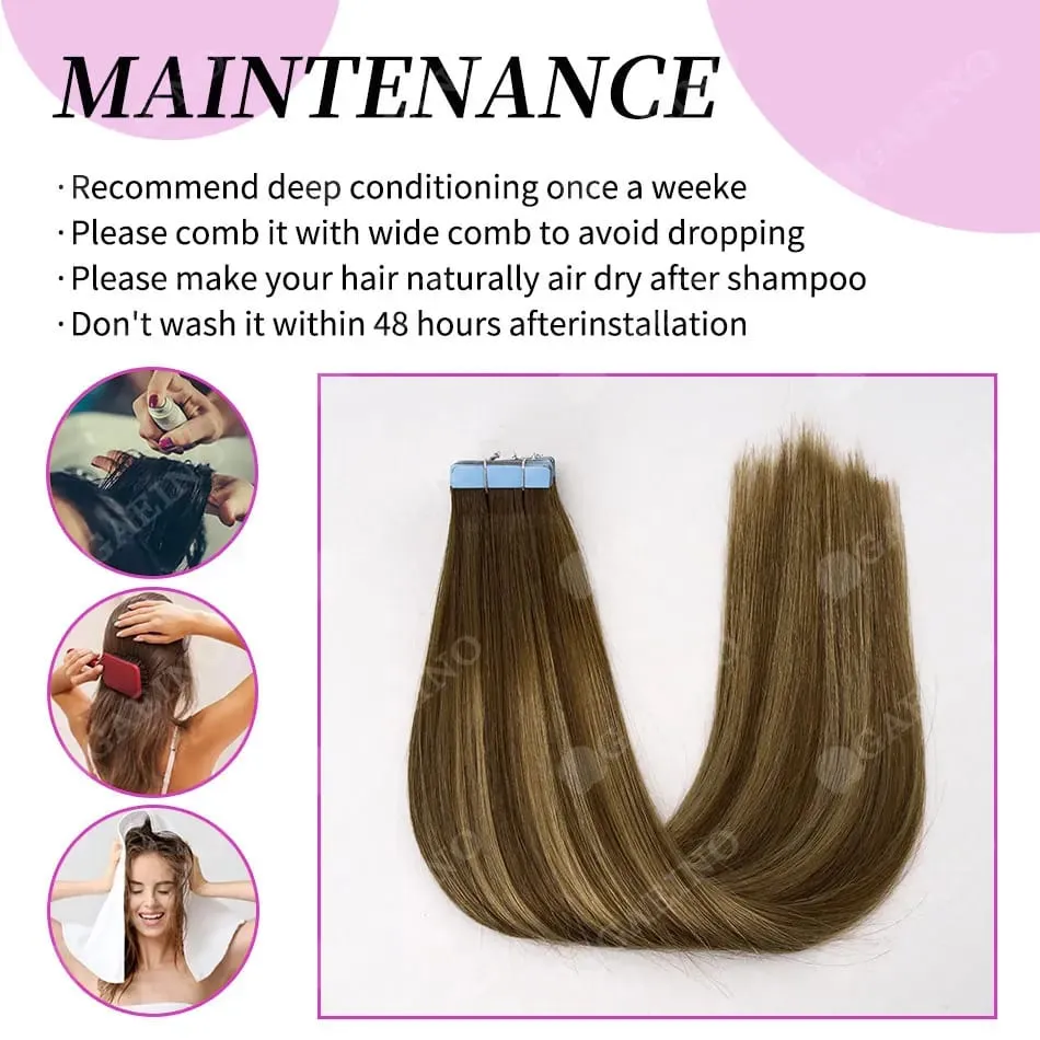 12A Tape In Hair Extensions 100% Remy Human Hair Pre-taped Skin Weft Adhesive Strips For Women Salon Use High Quality 14-22 Inch — image 5