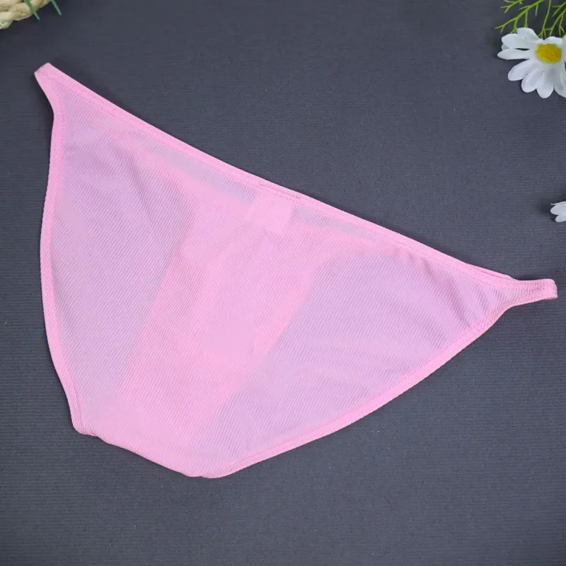 1pc Men Ribbing High Fork Underwear Brief U Convex Pouch Low Rise Panties Solid Color Breathable Comfortable Underpants — image 6