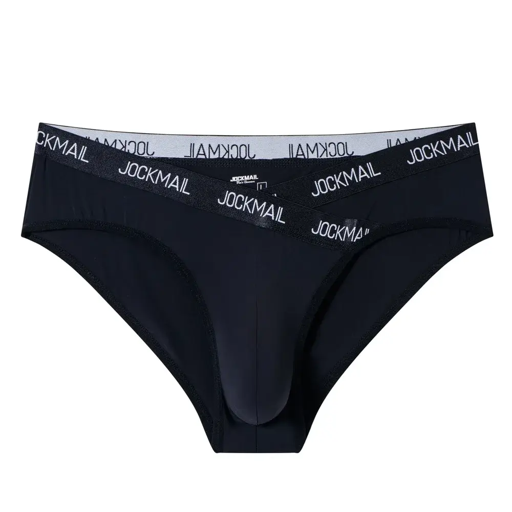 Jockmail Мужское нижнее белье с низкой талией Сексуальные спортивные дышащие летние трусы из ледяного шелка Большая сумка Нейлоновые однотонные мужские трусики — image 35