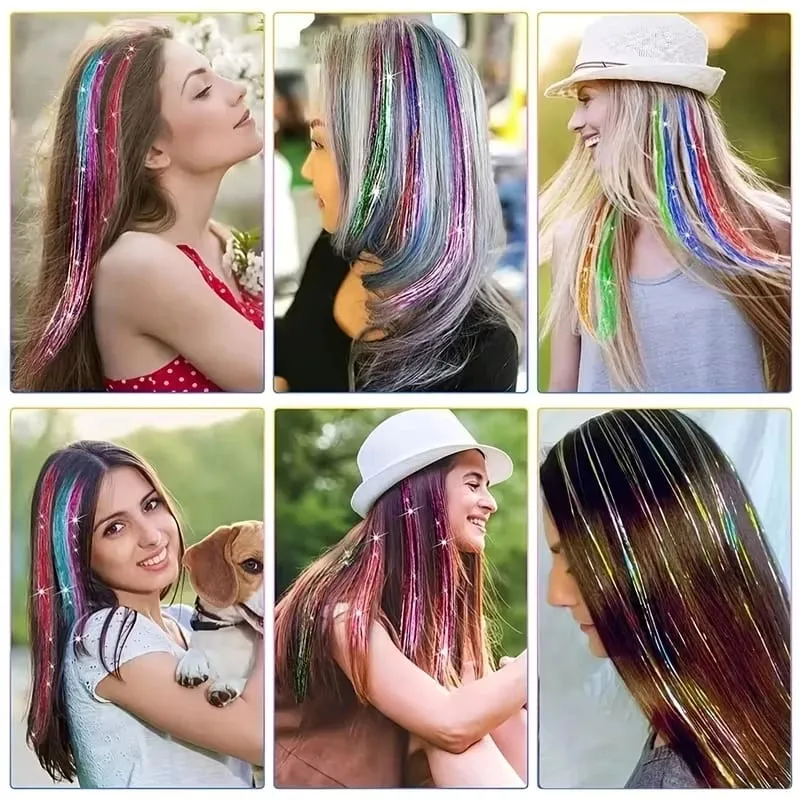24Inch Synthetic 3pcs/set Long Straight Clip in Hair Extensions Highlights Colored Party Multi-Colors Hairpieces for Women Daily