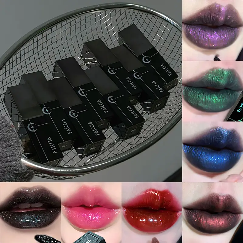 8 barev Glitter Watery Lip Gloss Diamond Perleťová metalická rtěnka Trvalá hydratační nelepivá Halloween party make-up