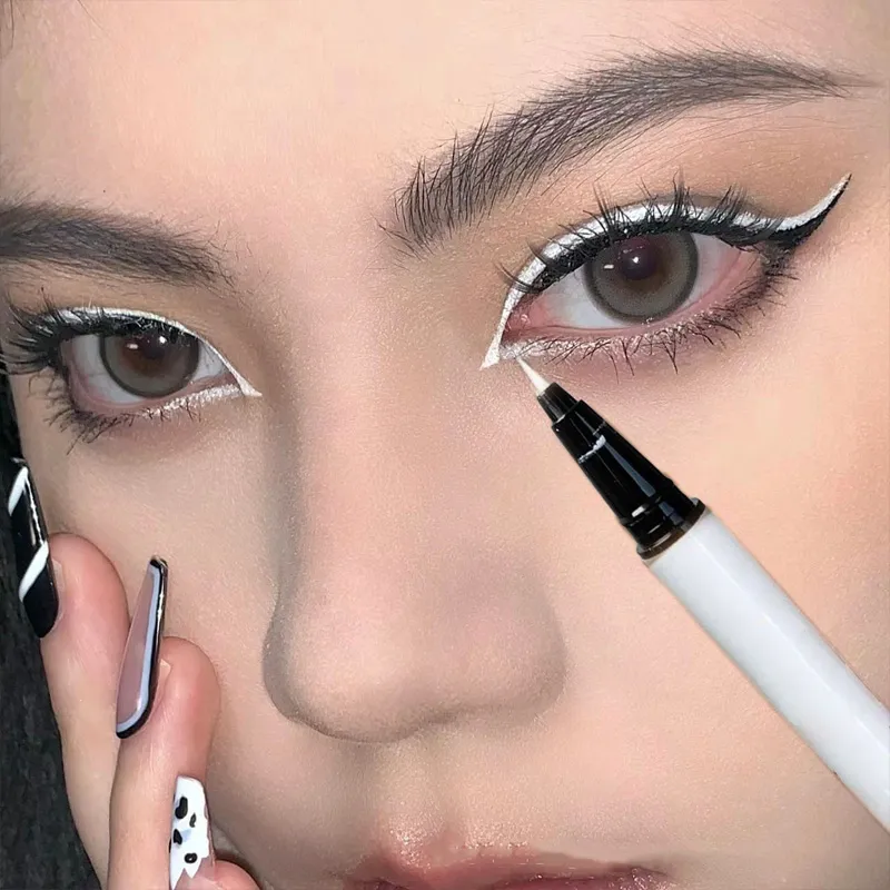 1PC White Liquid Eyeliner Pen Matte Black Long Lasting Waterproof Eye Liner Pencil Quick-drying Non-smudge Eye Makeup for Women — image 2