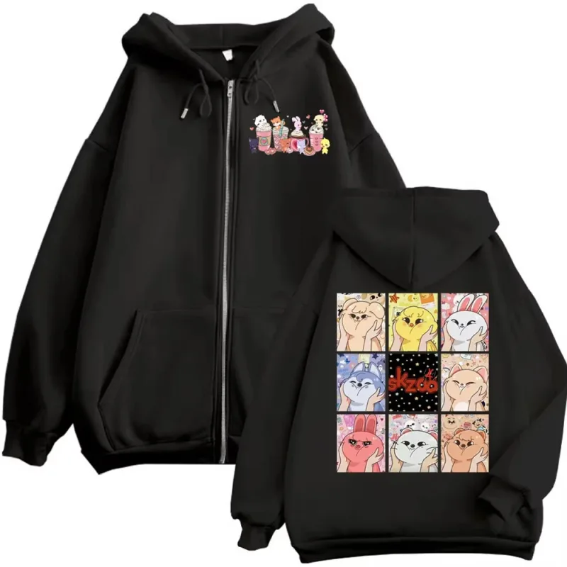 Limited Kpop ATEEZ Cartoon Zipper Hoodie Men Women Clothing Fashion Hip Hop Zip Up Sweatshirts Harajuku Y2k Oversized Pullovers — image 1