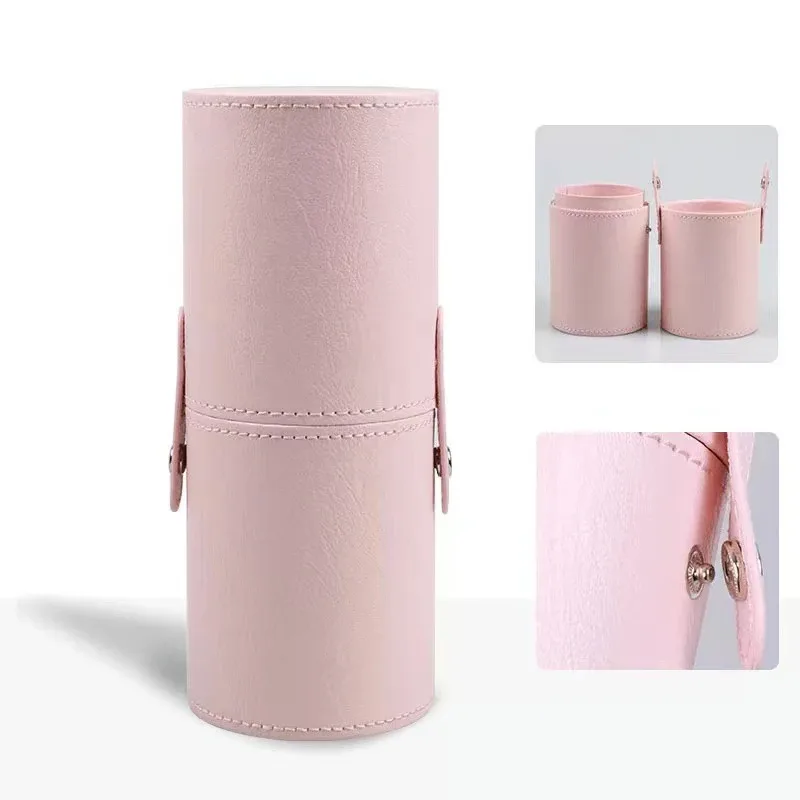 Balde de escova de maquiagem de couro do plutônio portátil viagem saco cosmético multi-função à prova de poeira à prova ddustágua cilindro de escova de maquiagem