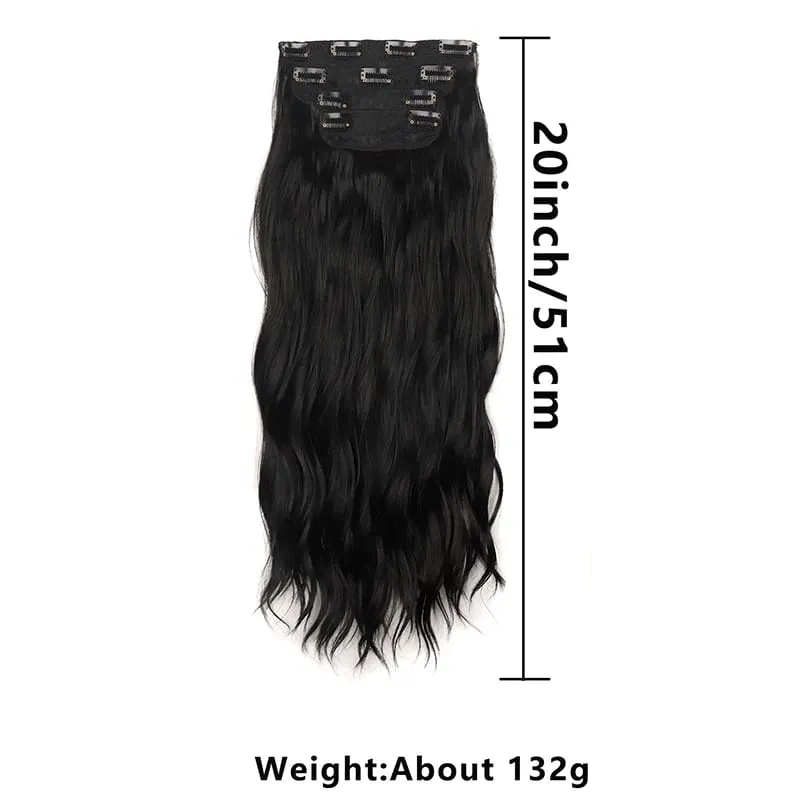 Long Wavy Synthetic Hair Extension 4pcs Clip In Hair Extensions Clip In 20 Inches Synthetic Soft And Natural Thick Hair Pieces — image 3