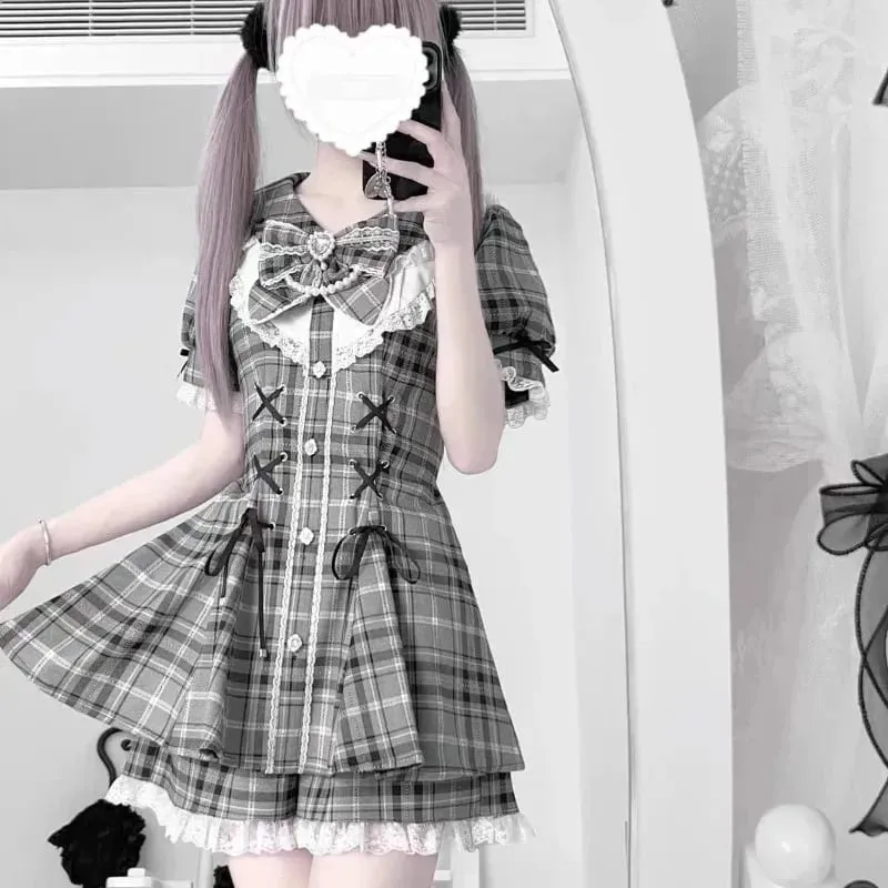 Japanese Style Lolita 2 Piece Set Y2k Mini Skirt Woman Harajuku Sweet Kawaii Print Dress Tops Korean Fashion Elegant Dress — image 10