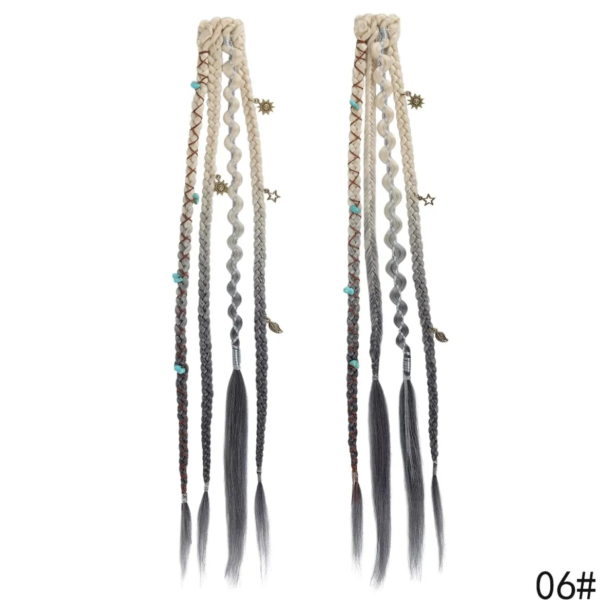 2Pcs Clip in Braided Hair Extensions for Women 16/20 Inch Handmade Synthetic Boho Clip in Braid Hairpieces with Beads & Charms — image 13