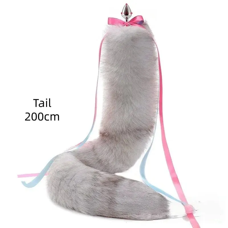 200cm Detachable Metal Butt Plug Fox Tail Cosplay Toys with Fetish Cosplay Fancy Dress Accessory for Couple BDSM Sex Flirt Prop — image 13