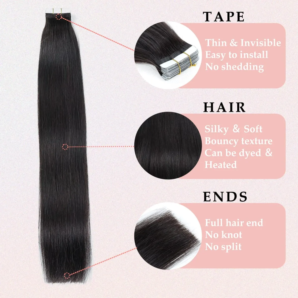 Straight Invisible Skin Weft Tape ins Extensions Human Hair Tape in Hair Extensions Real Human Hair 20pcs Remy Hair Extensions