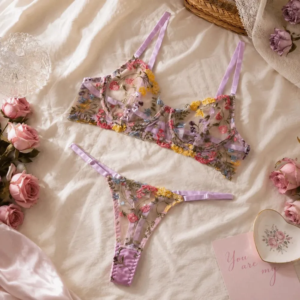 Versatile Transparent Lingerie Set Ultra-thin Push Up Panties Bra Set Elegant Bra Suit Lady