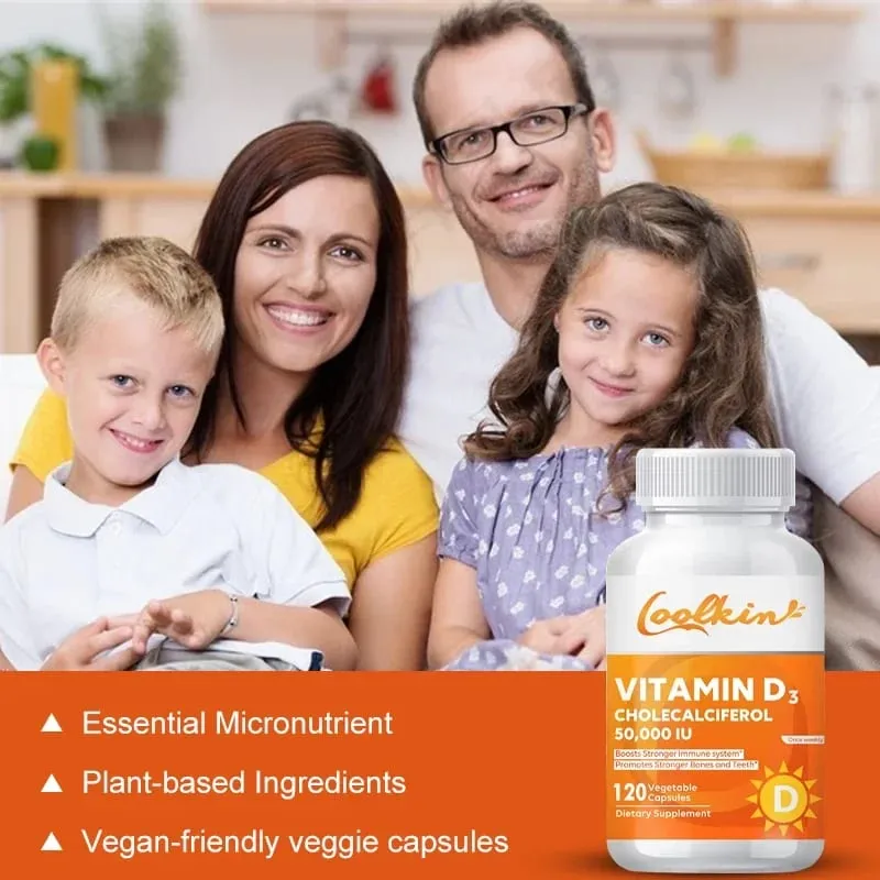 Vitamin D3 5000IU Kaya Vitamin D untuk Antioksidan Sehat Mendukung Fungsi Sistem Kekebalan Tubuh - 120 Kapsul Non-GMO — image 6