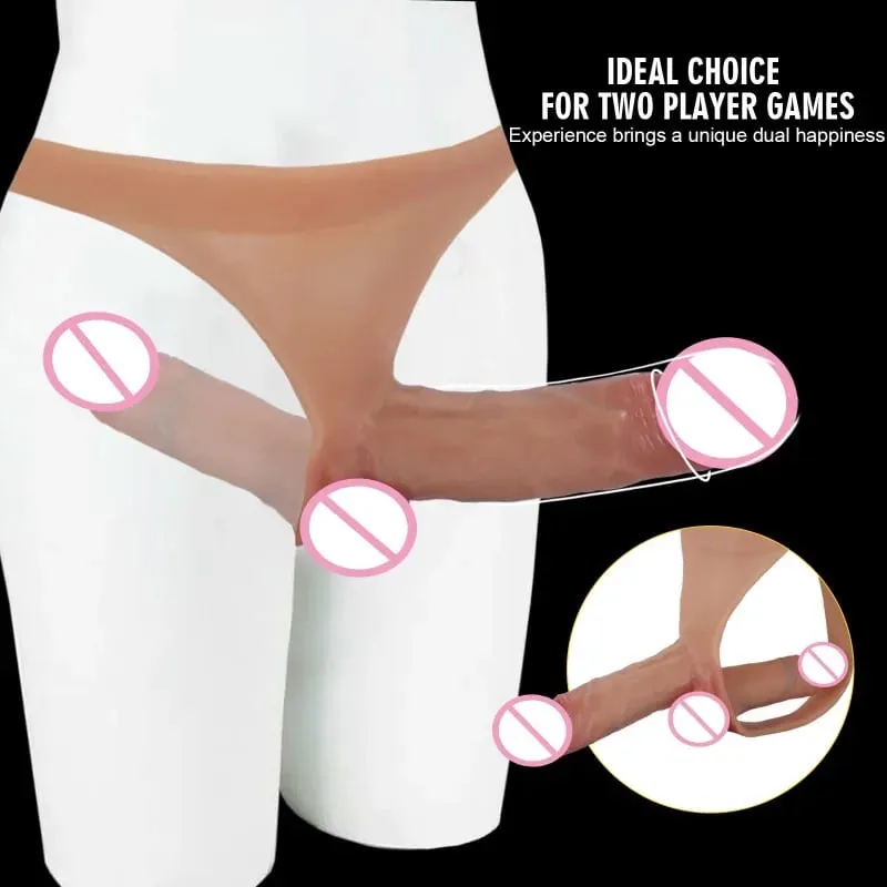 Silicone Double Penis Dildo Wearing Pants Dick Realistic Penis Toy for Lesbian Couple Strap on Masturbator Adult Sex Toys — image 2