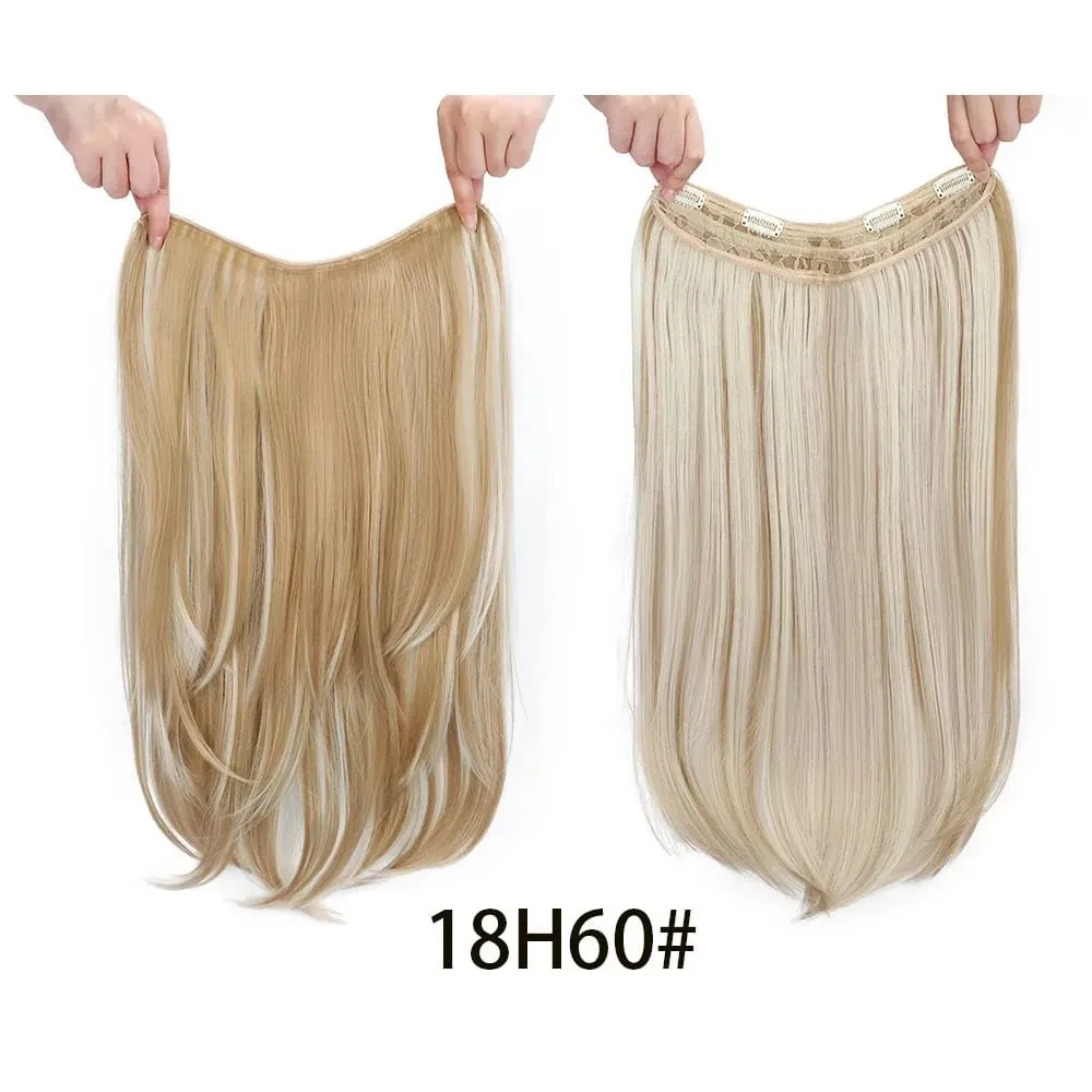 Synthetic 55CM V-shaped Hair Extension Piece Wig Long Straight Hair Female Natural Connection Seamless Clip Hair Wig Piece — image 9