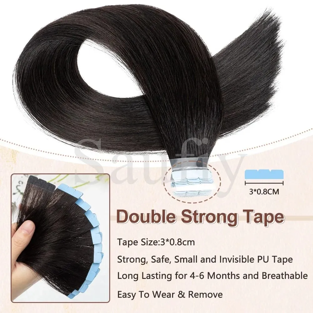 12-20inches Natural Blonde Mini Tape in Human Hair Extensions Double Side Invisible Seamless Tape Ins Hair 10pcs/Pack Natural Straight Black Blonde Balayge Brown Mini Tape In Hair — image 7