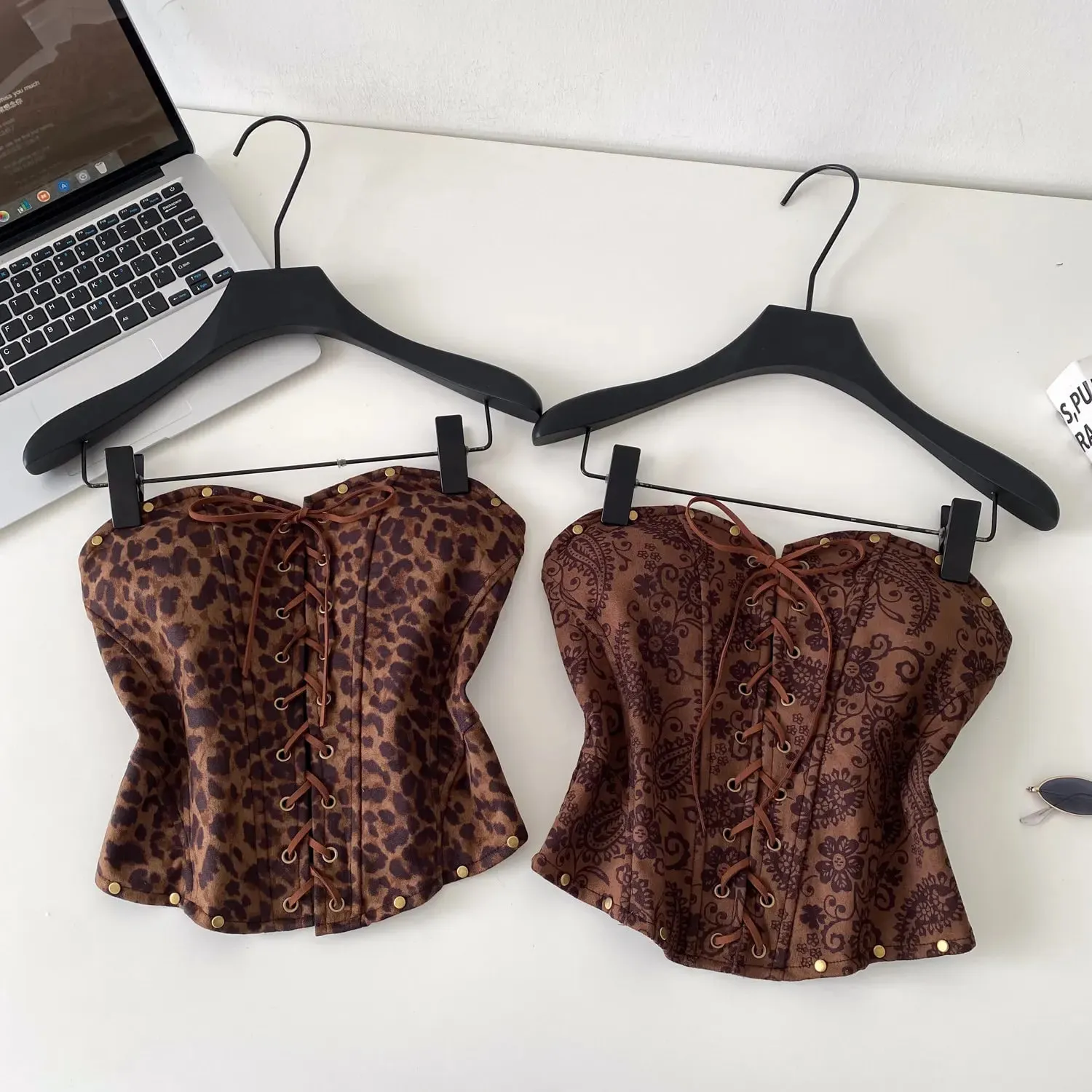 Sexy Leopard Paisley Print Top Spicy Girl Lace Up Stretch Bodycon Strapless Tank Top Ladies Hotsweet Clubwear Camisole — image 7