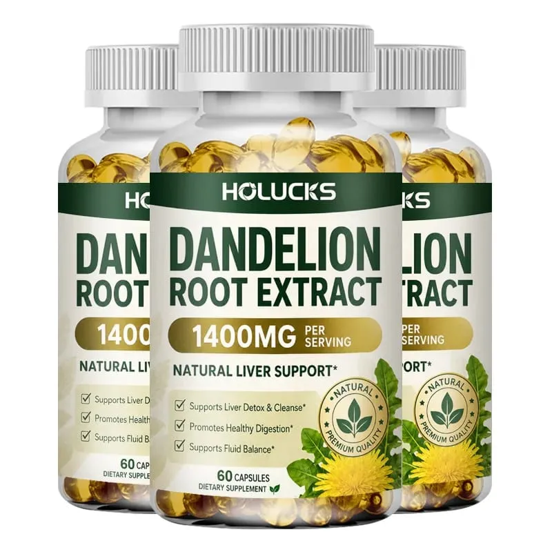 Natural Dandelion Root Extract 1400mg Capsules Support Liver Detox Cleanse Aid Digestive Fluid Balance & Light Daily Vitality