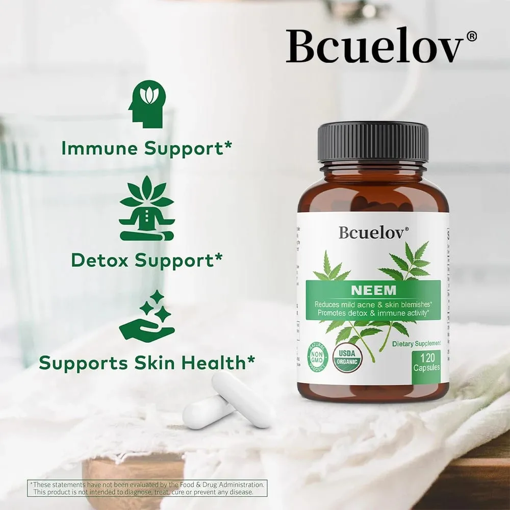 Kapsul Neem Organik - Suplemen Jerawat Herbal yang Mendukung Kulit Jernih dan Detoksifikasi - Vegan Non-GMO Bebas Gluten — image 2