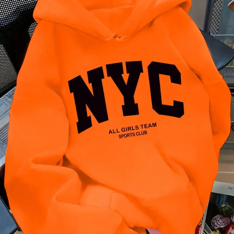 Hoodie Tim New York Biru Laut Nyaman Musim Gugur/Musim Dingin Baru - Pullover Kasual Hoodie Gaya Jalanan Pasangan Lengan Panjang dengan POC — image 9