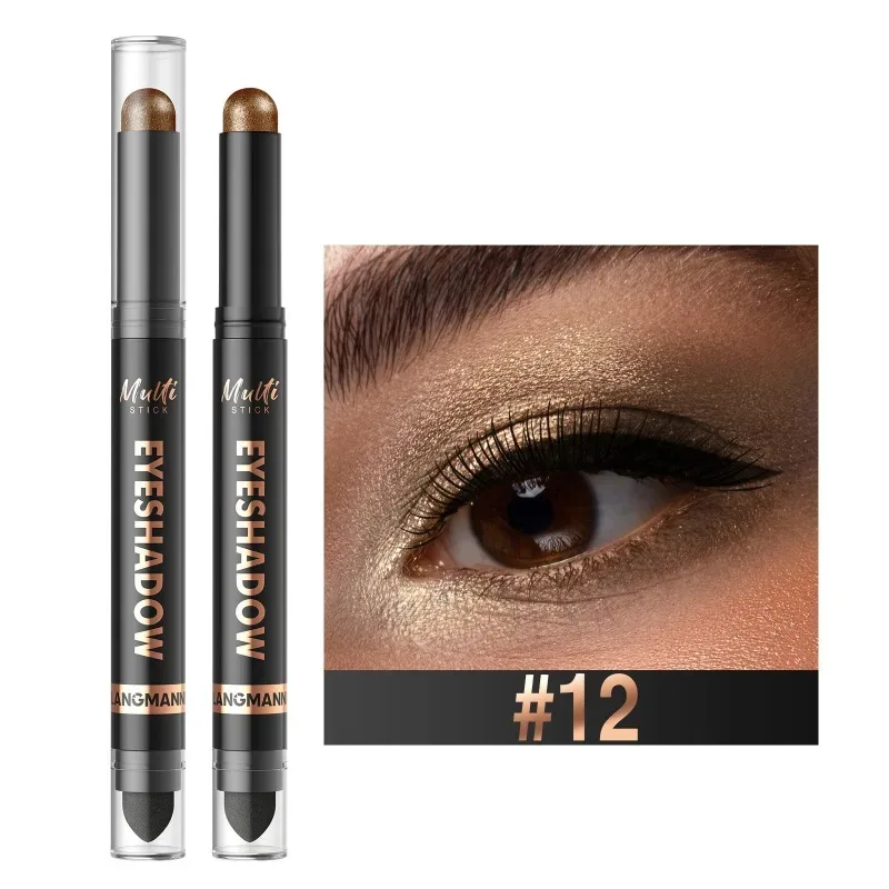 16 Colors Double Head Eyeshadow Stick Pearlescent Shimmer Brown High Waterproof Cream Eyes Shadow Pencil Long-Lasting Eye Makeup — image 19