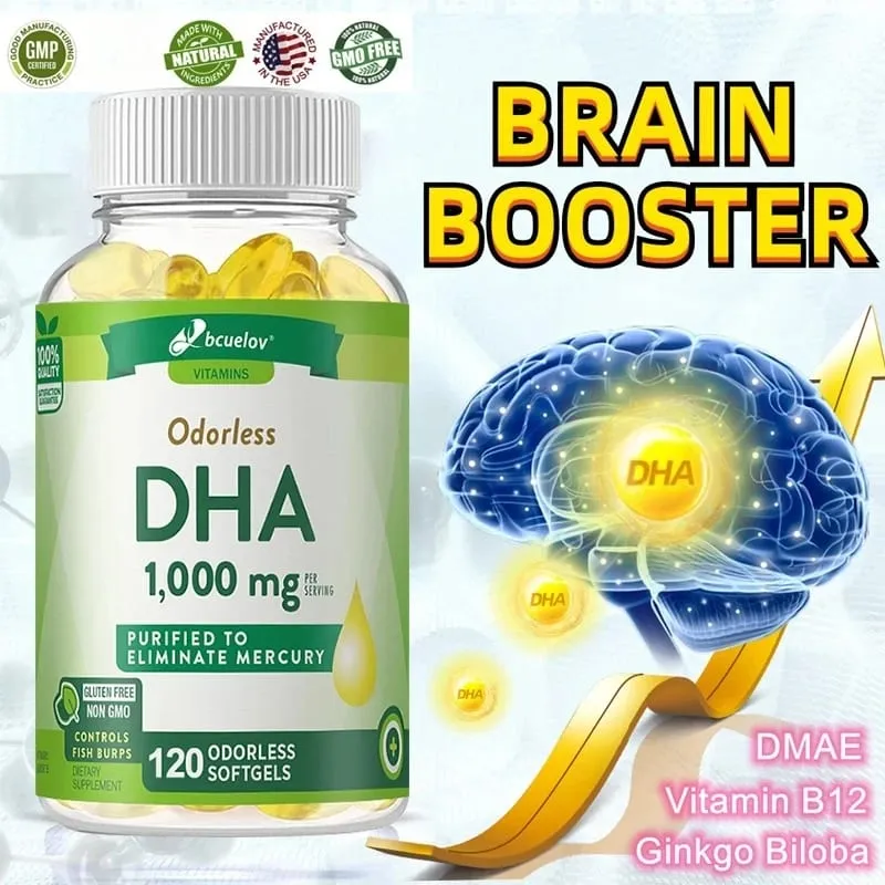 Bcuelov High Potency DHA - Supports Brain Health and Cognitive Function Improves Concentration and Intellectual Thinking