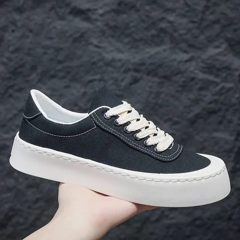 2026 New Fashion Comfortable Breathable Man Shoes Men's Canvas Sneakers Outdoor Thick Sole Casual Board Shoes for Man — image 4